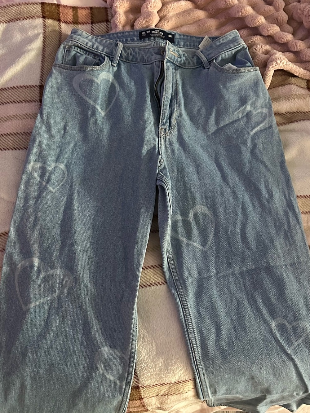 Hollister Light Blue Denim Jeans with heart pattern